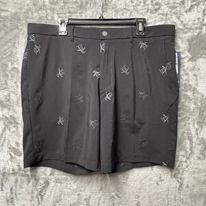 NWT Original Penguin Mens Golf Shorts Black Penguin Embroidered Stretch Waist 38